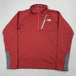 The North Face Pullover Mens Small Red 1/4‎ Zip Long Sleeve Fleece Hiking Top